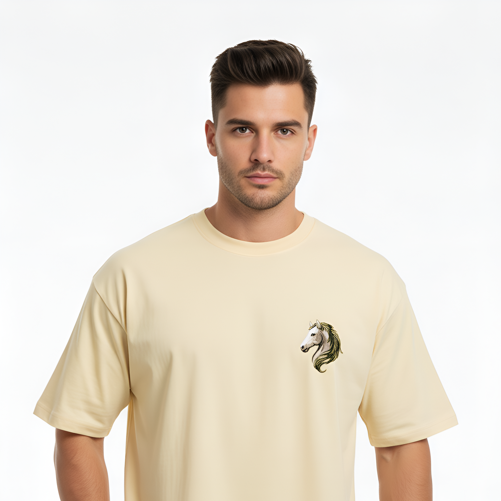 MS1.png Metro Blue Unicorn Emblem Oversize T-Shirt | Pure Cotton
