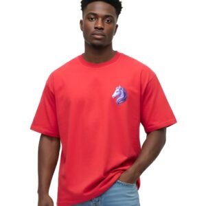 Unicorn Crest Oversized Flamingo Cotton T-Shirt