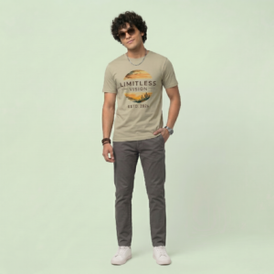 Magical Style Men Beige Cream Minimal Luxe T-Shirt