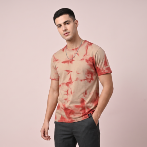 Beige Urban Fade Acid Dot Regular Fit T-Shirt